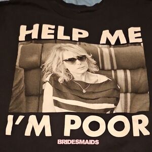 Black Graphic T-Shirt with Bridesmaids Print